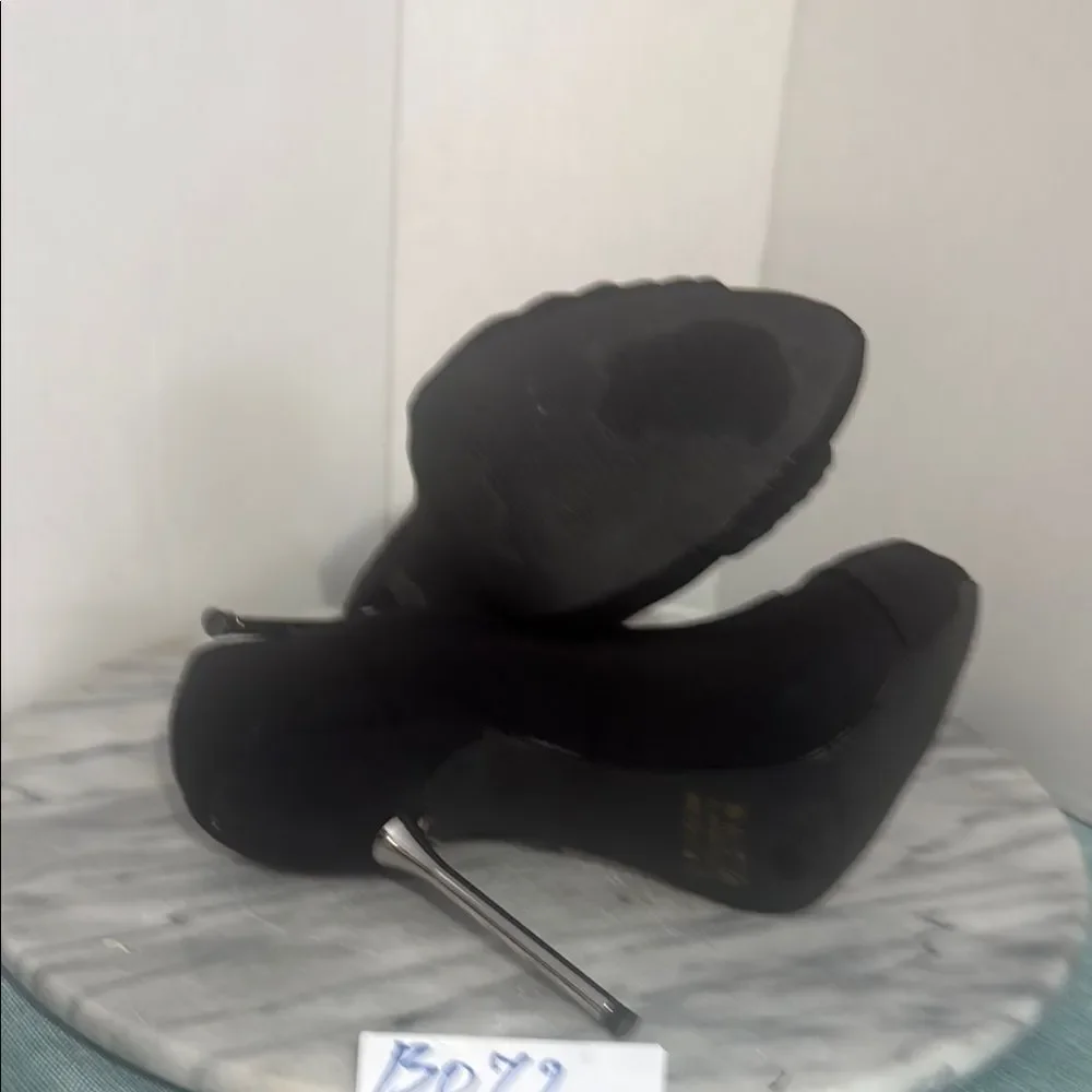 Qupid Black Peep-Toe Heels